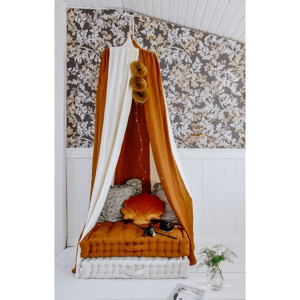 Bielo-oranžový ľanový baldachýn Caramel Circus - Moi Mili-image-2