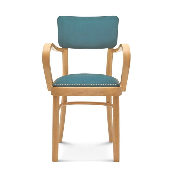 Drevená stolička s modrým čalúnením Fameg Lone