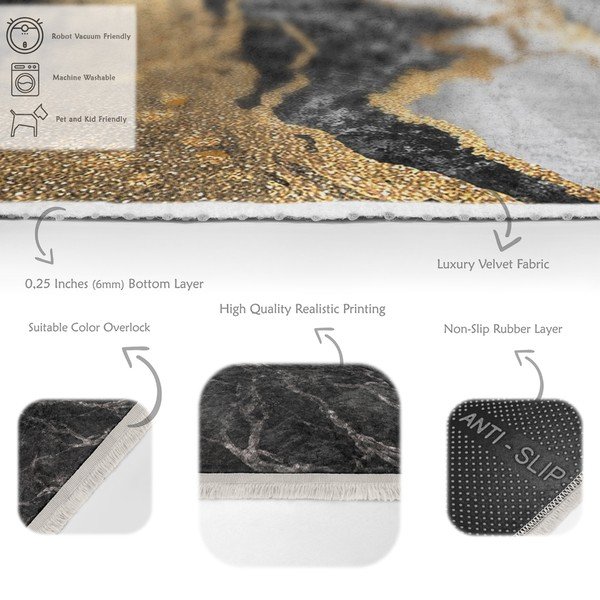 Čierno-biely prateľný koberec 160x230 cm – Mila Home-image-3