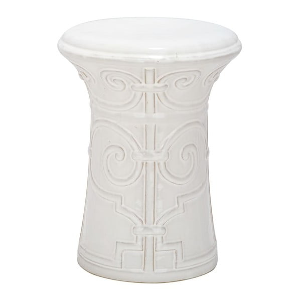 Biely porcelánový stolík vhodný do exteriéru Safavieh Imperial Scroll White