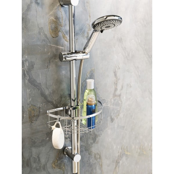 Samodržiaca kúpeľňová polička z nerezovej ocele v striebornej farbe Floresta - Wenko-image-1