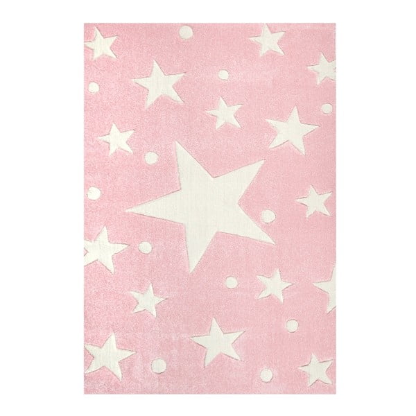 Ružový detský koberec Happy Rugs Star Constellation, 120 x 180 cm