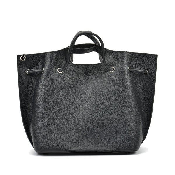 Čierna kožená kabelka Mangotti Bags Ivone
