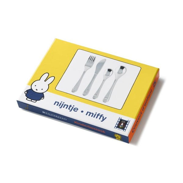 Antikoro detský príbor v striebornej farbe 4 ks Miffy Zoo – Zilverstad-image-2