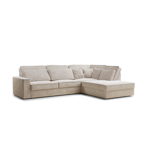 Krémová ženilková rohová pohovka (pravý roh/do L) Kirou – Maison de Rêve-image-2