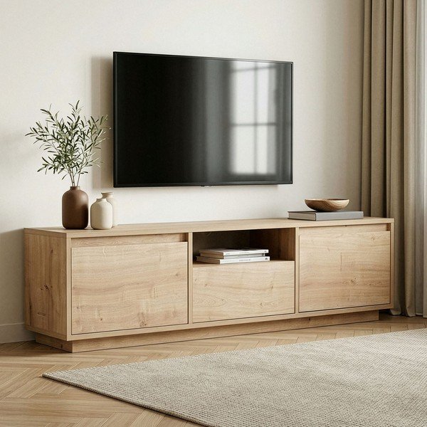 TV stolík v dekore duba v prírodnej farbe 160x42x30 cm Sentinel – Kalune Design-image-1