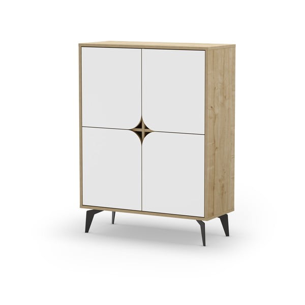 Skrinka v dekore duba v bielo-prírodnej farbe 90x120 cm Nola – Marckeric-image-3