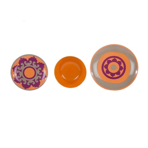 Sada 18 ks keramických tanierov Morgana Orange