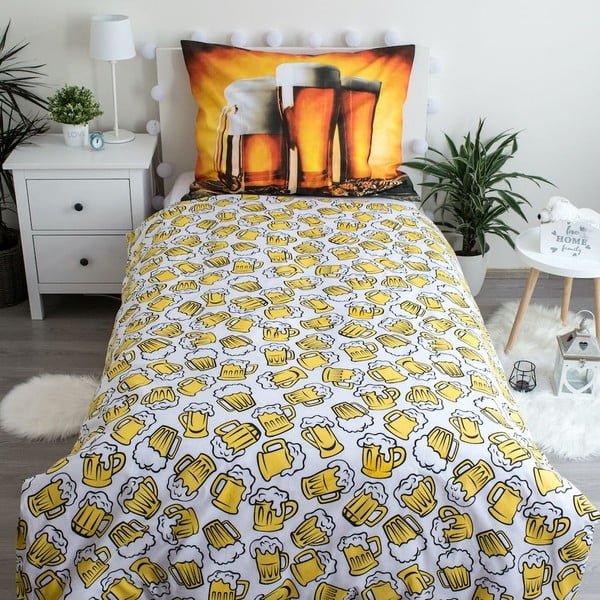 Jantárové bavlnené obliečky na jednolôžko 140x200 cm Beer – Jerry Fabrics-image-2