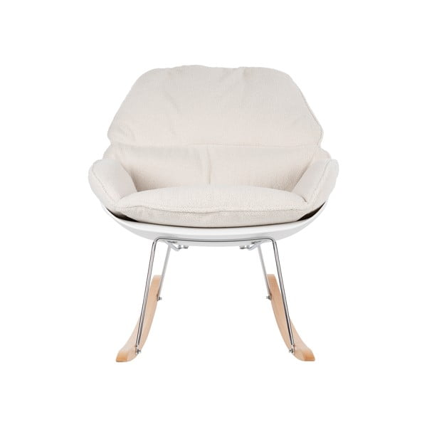 Krémové hojdacie kreslo z textílie buklé Rocky – White Label-image-2