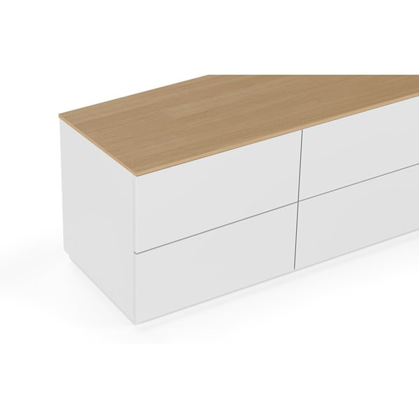 Biela komoda so zásuvkami a doskou v dubovom dekore, 120 x 54 cm Join - TemaHome-image-1