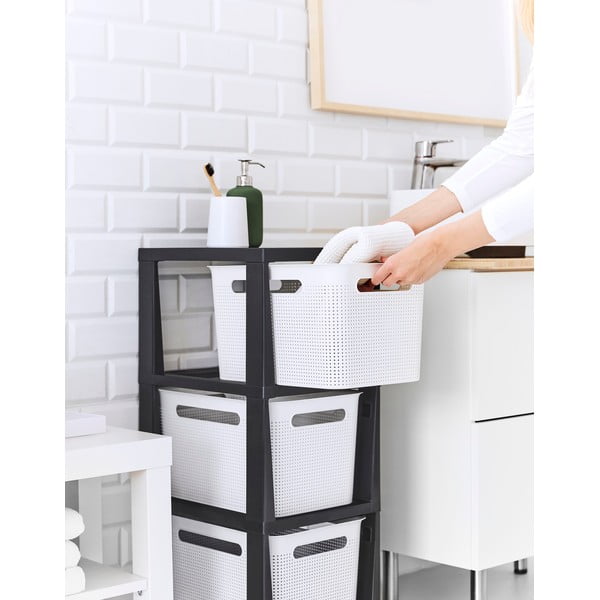 Bielo-čierny plastový pojazdný regál 30x77 cm Brisen - Rotho-image-4