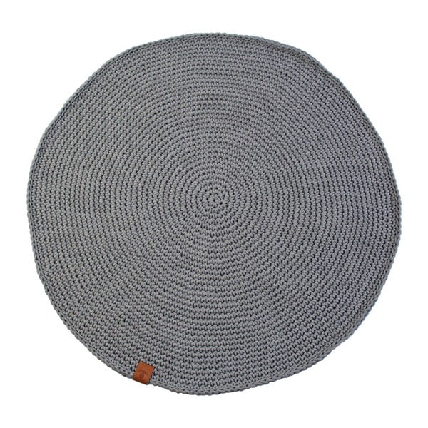 Háčkovaný okrúhly koberec Catness, sivý, 100 cm