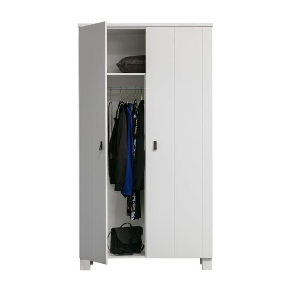 Biela šatníková skriňa z borovicového dreva 111x202 cm Ties – WOOOD-image-3