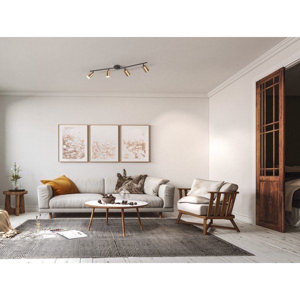 Stropné svietidlo v čiernej a zlatej farbe s kovovým tienidlom ø 8 cm Vano – Fischer & Honsel-image-2