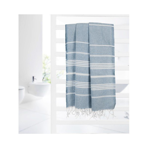 Modrá hammam osuška Kate Louise Classic, 180 × 100 cm-image-2