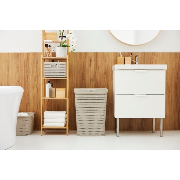 Béžový plastový kôš na bielizeň 55 l Country - Rotho-image-1