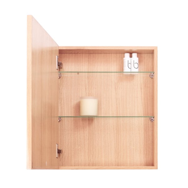 Nástenné zrkadlo s úložným priestorom z dubového dreva Mezza Wireworks, 45 × 55 cm-image-2