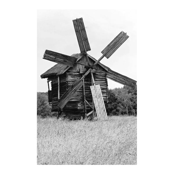 Obraz Black&White Windmill, 45 x 70 cm