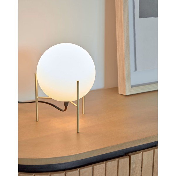 Stolová lampa so skleneným tienidlom v bielo-zlatej farbe (výška 22 cm) Seina - Kave Home-image-1