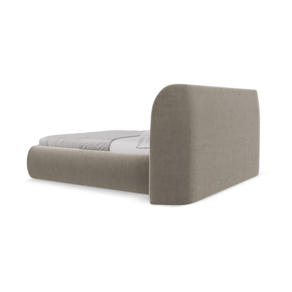 Čalúnená dvojlôžková posteľ taupe s úložným priestorom s roštom 140x200 cm Hauke – Makamii-image-4