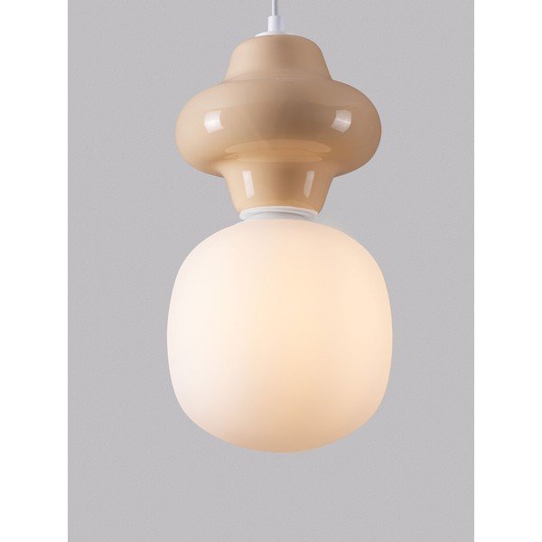 Biele/krémovobiele keramické závesné svietidlo so skleneným tienidlom ø 18 cm Clio – Nova Luce-image-1