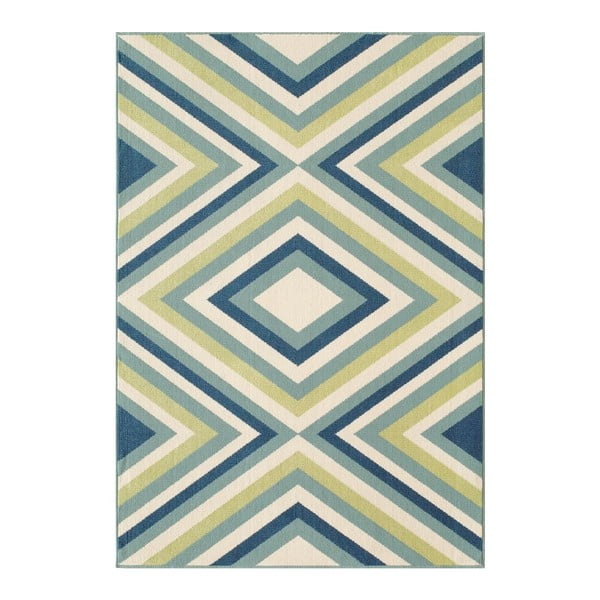 Zeleno-modrý vonkajší koberec Floorita Rombi Blue Green, 133 × 190 cm