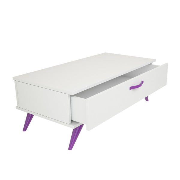 Biely konferenčný stolík s fialovými nohami Magenta Home Coulour Series