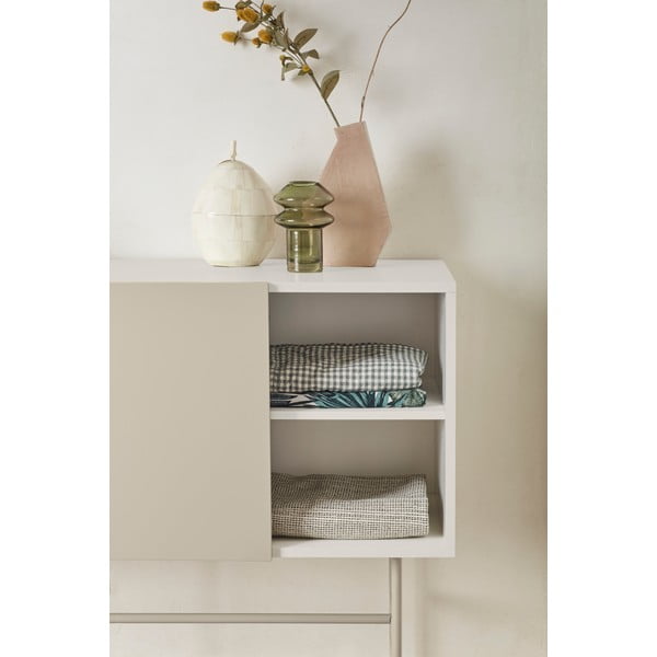 Béžovo-krémová nízka komoda s posuvnými dverami 140x91 cm Nube – Teulat-image-1