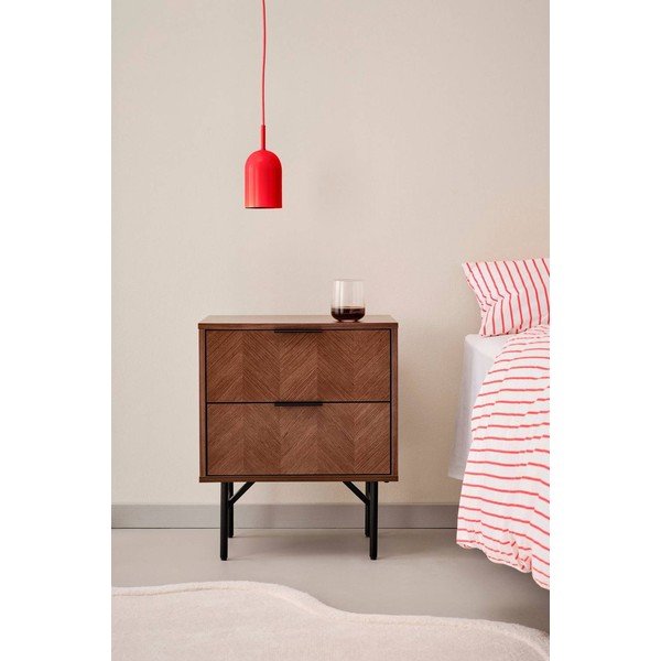 Nočný stolík v dekore orecha v tmavo prírodnej farbe Duvberg – Jotex-image-1