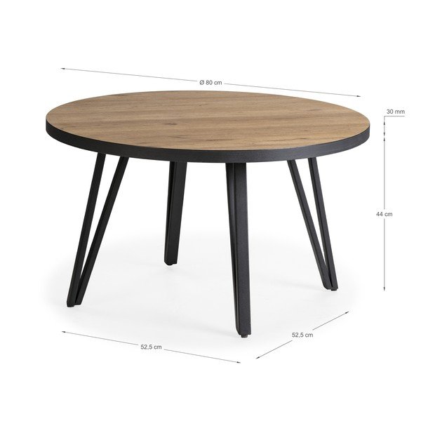 Okrúhly konferenčný stolík v čiernej a prírodnej farbe s doskou v dubovom dekore ø 80 cm Sindi – Marckeric-image-3