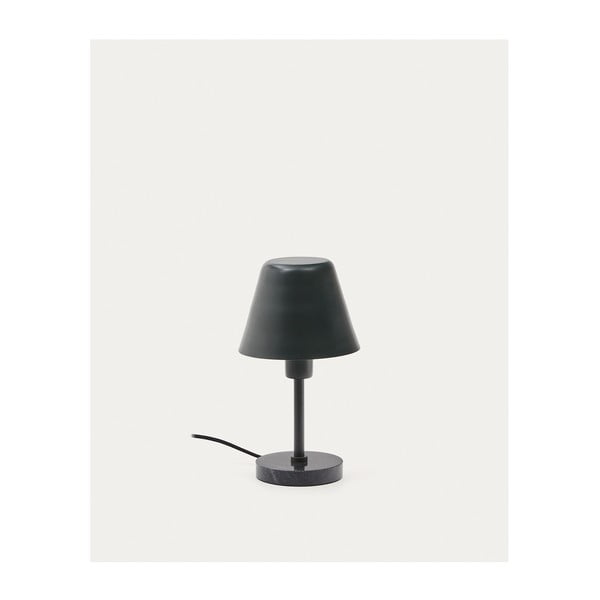 Tmavozelená/čierna mramorová stolová lampa s kovovým tienidlom (výška 32 cm) Calina – Kave Home-image-4