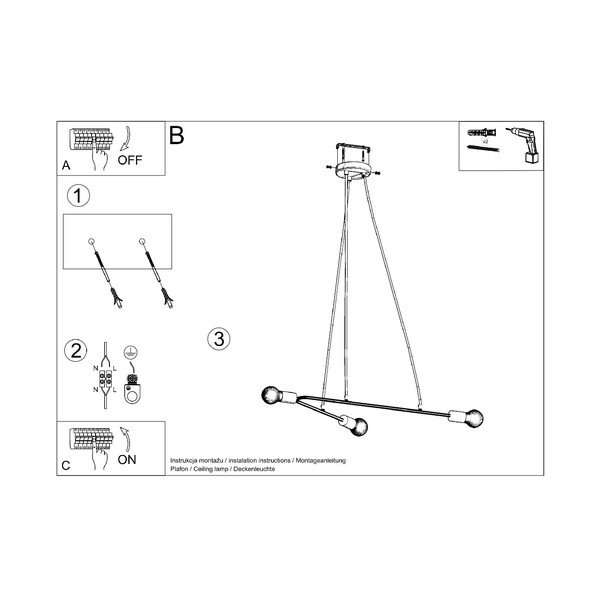 Čierne závesné svietidlo 80x40 cm Latomia - Sollux-image-4