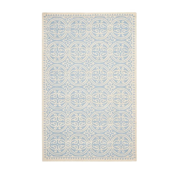 Svetlomodrý vlnený koberec Marina Blue, 152 × 243 cm