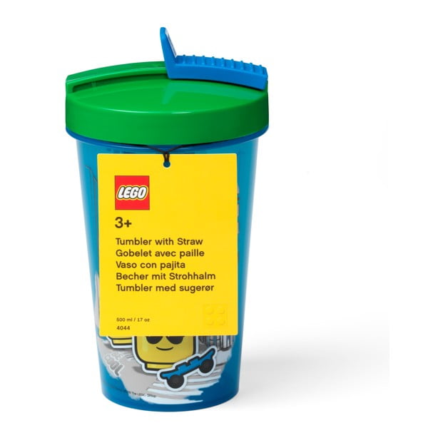 Modrý téglik so zeleným vekom a slamkou LEGO® Iconic, 500 ml-image-1