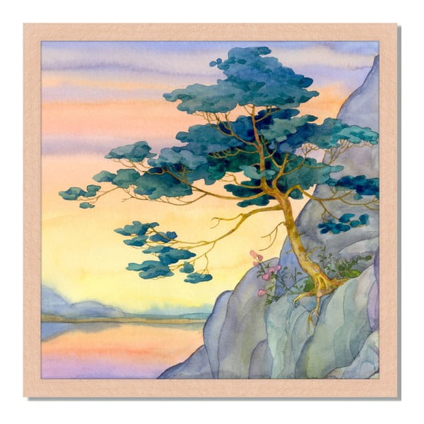 Obraz v ráme Liv Corday Asian Mountain Tree, 40 x 40 cm