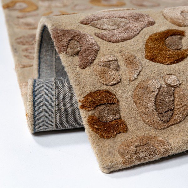 Ručne tkaný koberec s prímesou vlny v prírodnej farbe 140x200 cm Leopard Frame – Flair Rugs-image-4