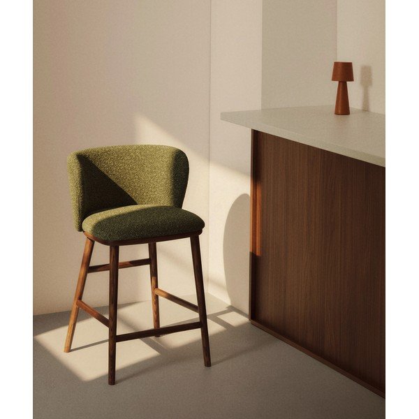 Tmavozelená čalúnená barová stolička (výška sedadla 75 cm) Ciselia – Kave Home-image-1