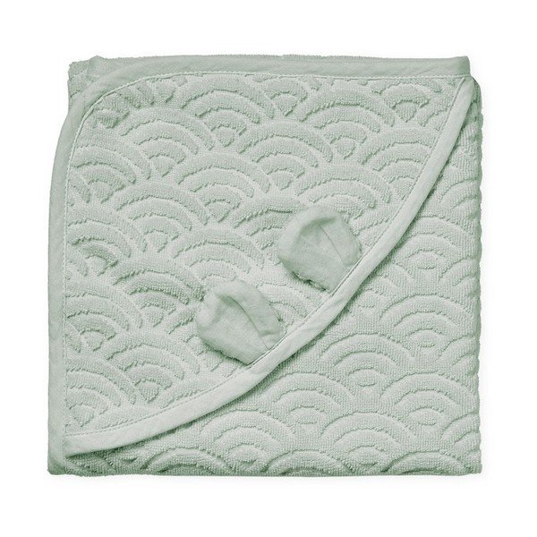 Detská osuška s kapucňou z bio bavlny v mentolovej farbe 80x80 cm Dusty Green – Cam Cam Copenhagen