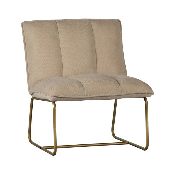 Béžové kreslo s konštrukciou v zlatej farbe WOOOD Fie