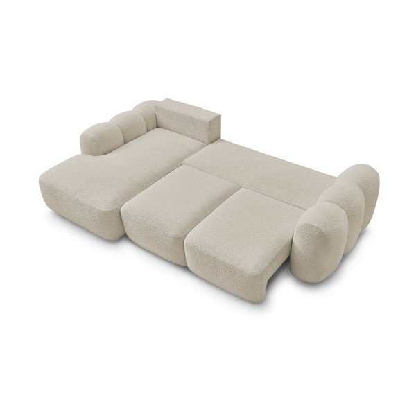 Béžová rozkladacia/s úložným priestorom rohová pohovka z textílie buklé (ľavý roh/s leňoškou) Montaigne – Bobochic Paris-image-4