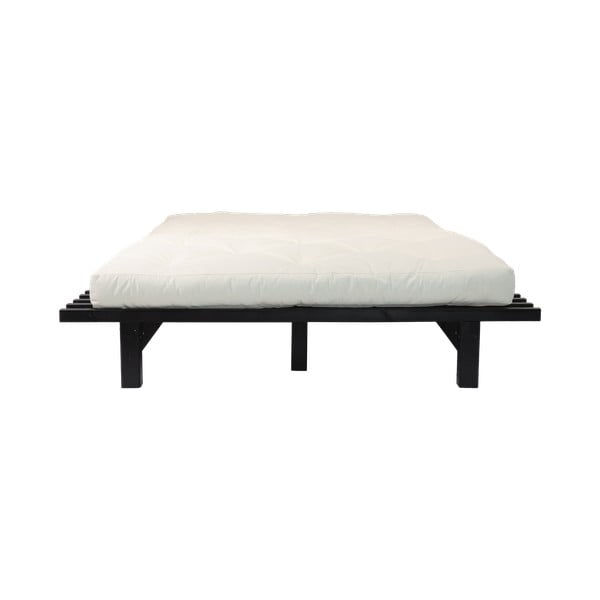 Variabilná dvojlôžková posteľ z borovicového dreva s matracom Karup Design Blues Comfort Mat Black/Natural, 180 x 200 cm