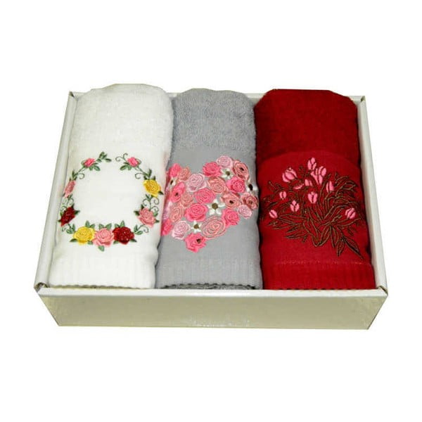 Súprava 3 uterákov s kvetinovým motívom Pure Cotton, 45 x 70 cm