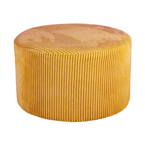 Žltý menčestrový puf Leitmotiv Glam, ⌀ 52 cm