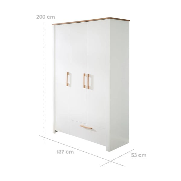 Biela detská šatníková skriňa 139x200 cm Ava – Roba-image-3
