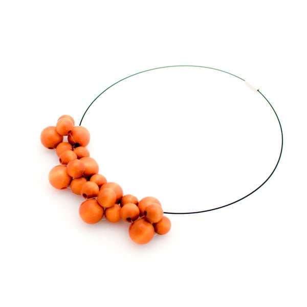 Oranžový drevený náhrdelník ko–ra–le Bubbles