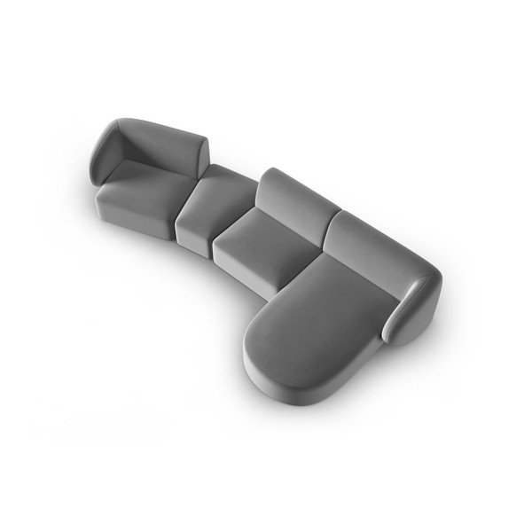 Sivá zamatová rohová pohovka (pravý roh/s leňoškou) Paolo – Milo Casa-image-1