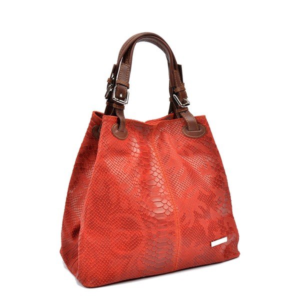 Červená kožená kabelka Luisa Vannino Marcelle-image-2