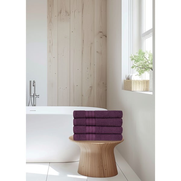 Vínové froté bavlnené uteráky v súprave 4 ks 50x100 cm – Good Morning-image-2