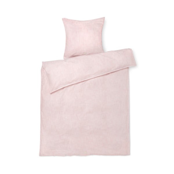 Bielo-ružové obliečky na jednolôžko z bio bavlny 140x200 cm Monochrome Lines - JUNA